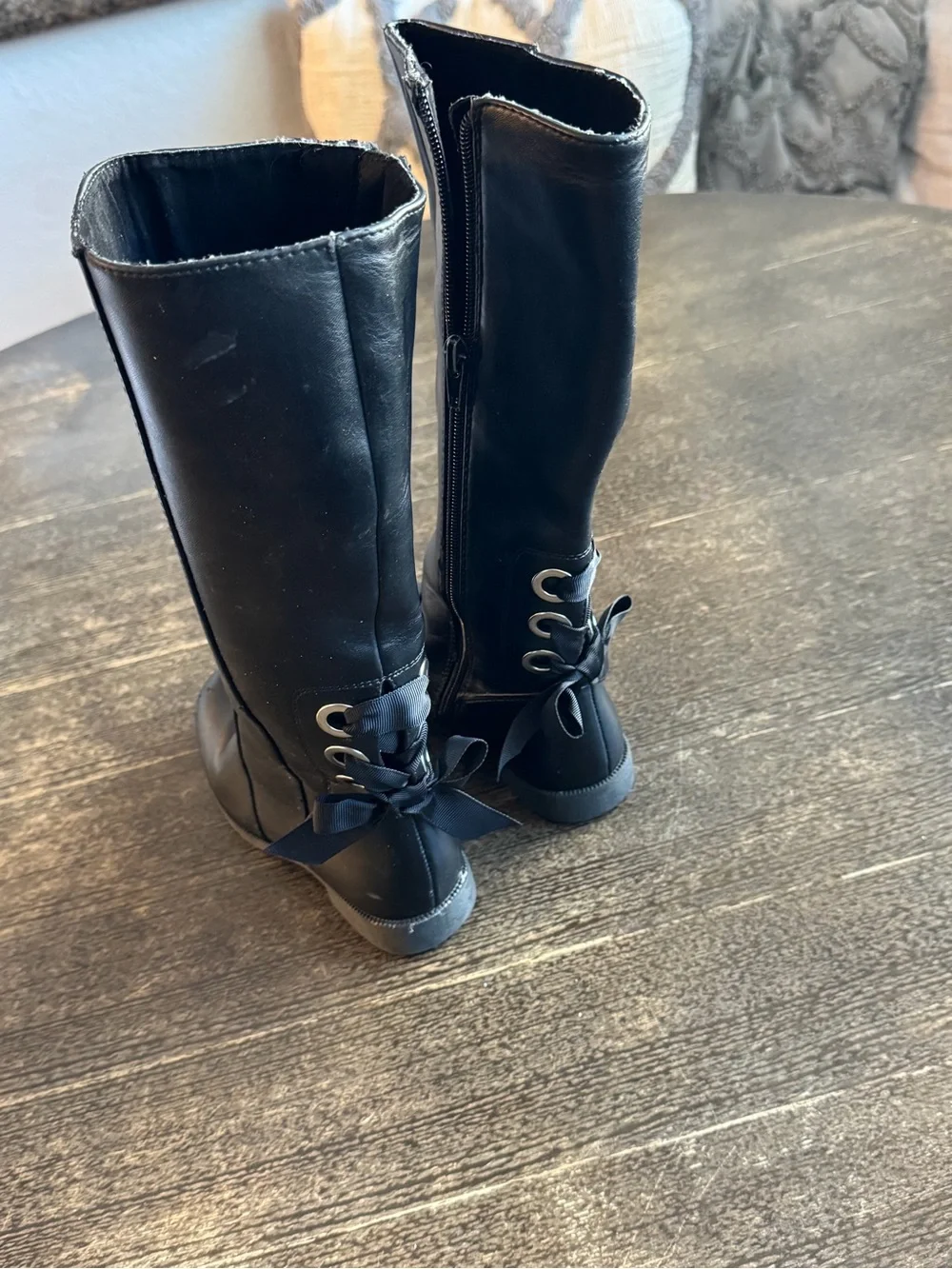 Cynthia Rowley Classic Black Knee-High Riding Boots Girl’s Size 12